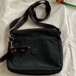 Kipling Black Canvas Nylon Crossbody/Shoulder Bag with Davina Charm